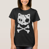 Pirate Cat Kitten Halloween Skull Cross Bo T-shirt (Voorkant)