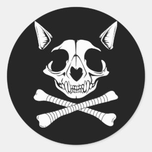 Pirate Cat Kitten Skull Cross Halloween Co Ronde Sticker