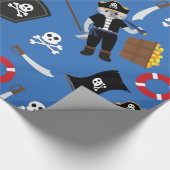 Pirate Cat Skull Crossbones Blauw Cadeaupapier (Hoek)