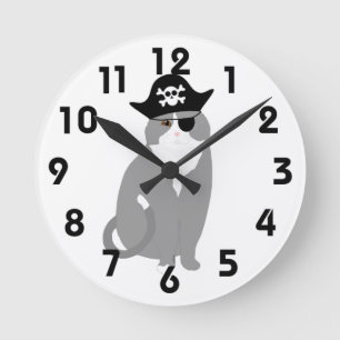 Pirate Cat Wall klok