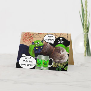 PIRATE CATS AND GREEN BEER PINTS, St. Patrick's Da Kaart