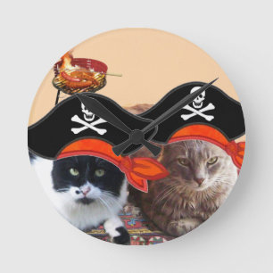 PIRATE CATS, spreek als een Pirate Dag Ronde Klok