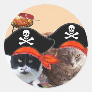 PIRATE CATS, spreek als een Pirate Dag Ronde Sticker