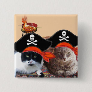 PIRATE CATS, spreek als een Pirate Dag Vierkante Button 5,1 Cm