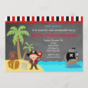 Pirate Chalkboard Birthday-uitnodigingen Kaart