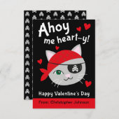 Pirate Chat Classroom Valentine Cartes pour enfant (Devant / Derrière)
