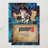 Pirate Chat Invitation Anniversaire (Devant / Derrière)