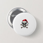Pirate Christmas Skull & Crossbones Santa Hat. Got Ronde Button 5,7 Cm (Voorkant /achterkant)