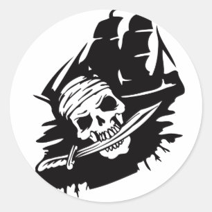 Pirate Clipper Ship Sword Skeleton Pirates Thema Ronde Sticker