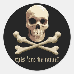 Pirate Club - Schedel en Kruisbeenderen Ronde Sticker