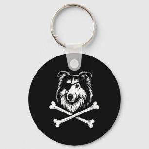 Pirate Collie Crossbones Schattige Hond Sleutelhanger