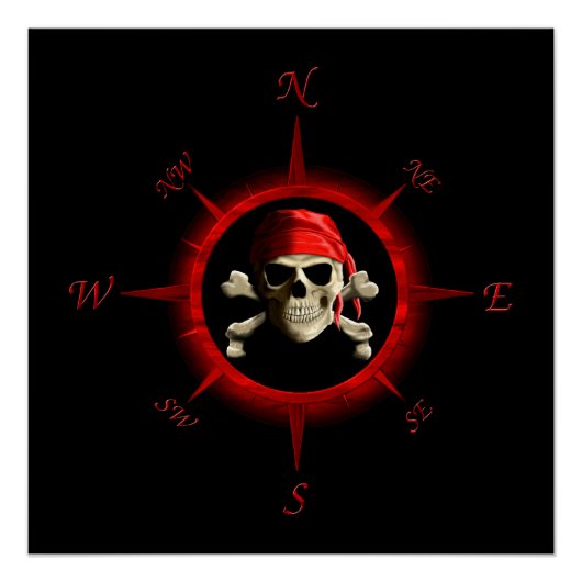 Pirate Compass Roos Perfect Poster (Voorkant)