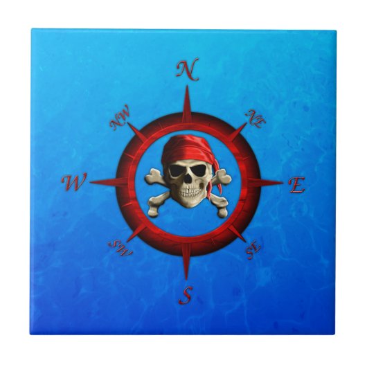 Pirate Compass Roos Tegeltje (Voorkant)