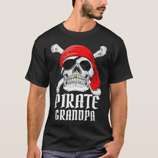 Pirate Costume Grandpa Theme Party Halloween Man P T-shirt (Voorkant)