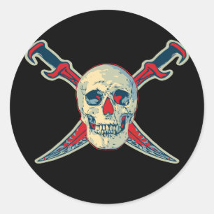 Pirate (crâne) - autocollant rond classique, 