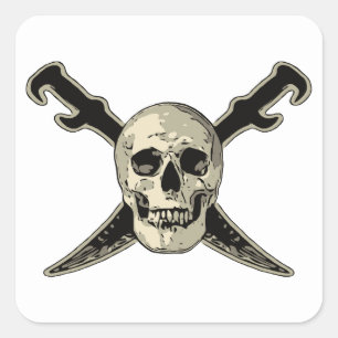 Pirate (crâne) - autocollants carrés, brilla