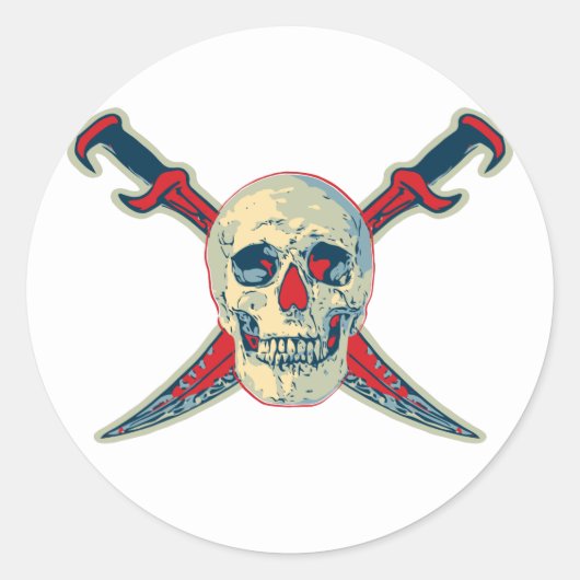 Pirate (Crâne) - Sticker rond classique, brillan (Devant)