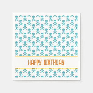 Pirate Crossbones Happy Birthday Kinder Kleurrijke Servet