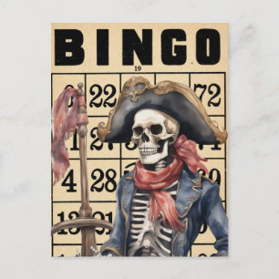 Pirate d'aquarelle sur carte de bingo Vintage