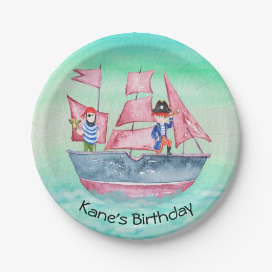 Pirate Design met Ship & Pirates Papieren Bordje (Voorkant)