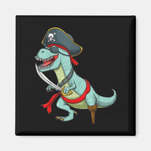 Pirate Dinosaur T Rex Funny Tyrannosaurus Magneet (Voorkant)