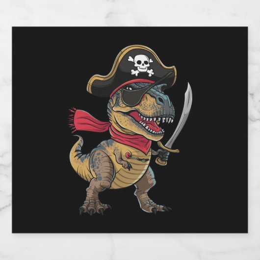 Pirate Dinosaurus T-Rex Grappig Halloween kostuum Bier Etiket (Enkel label)