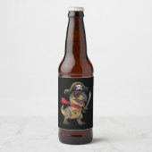 Pirate Dinosaurus T-Rex Grappig Halloween kostuum Bier Etiket (Voorkant)