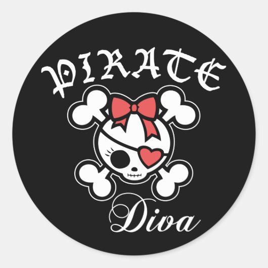Pirate Diva Ronde Sticker (Voorkant)
