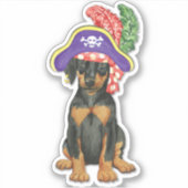 Pirate Doberman Pinscher Vinyl Sticker (Voorkant)