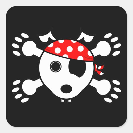 Pirate Dog Vierkante Sticker (Voorkant)