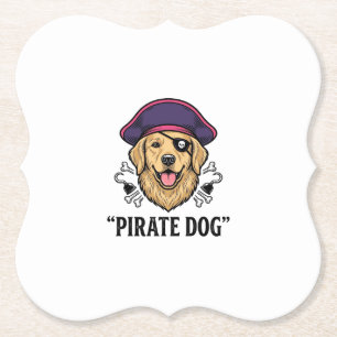 Pirate Dog Vintage Gravure Shirt Ontwerp_1 Kartonnen Onderzetters