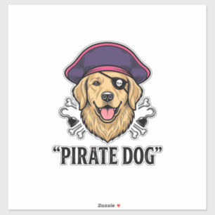 Pirate Dog Vintage Gravure Shirt Ontwerp_1 Sticker