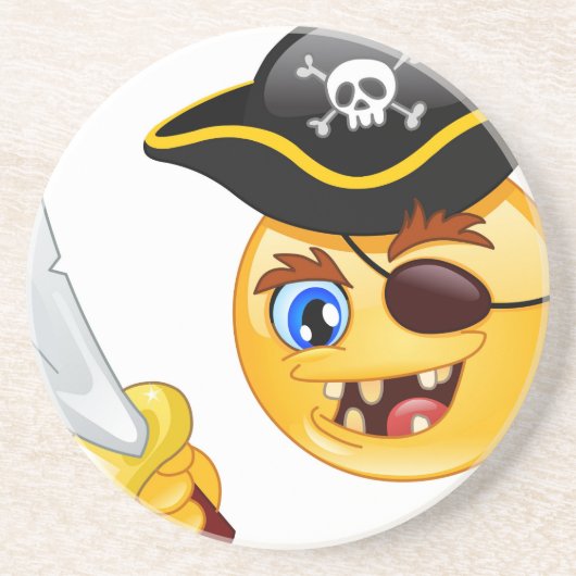 pirate emoji zandsteen onderzetter (Voorkant)
