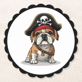 Pirate English Bulldog Skull Crossbones Kartonnen Onderzetters