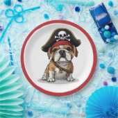 Pirate English Bulldog Skull Crossbones Papieren Bordje (Feest)