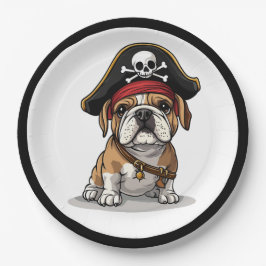 Pirate English Bulldog Skull Crossbones Papieren Bordje