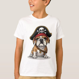 Pirate English Bulldog Skull Crossbones T-shirt