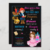 Pirate et Princesse invitation à l'anniversaire De (Devant / Derrière)