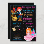 Pirate et Princesse invitation à l'anniversaire De (Devant / Derrière)