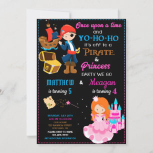 Pirate et Princesse invitation à l'anniversaire De