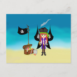 Pirate Faery met Treasure Briefkaart