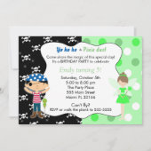 Pirate Fairy Invitation Lime Crânes verts (Devant)