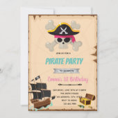 Pirate fille anniversaire invitation douche (Devant)