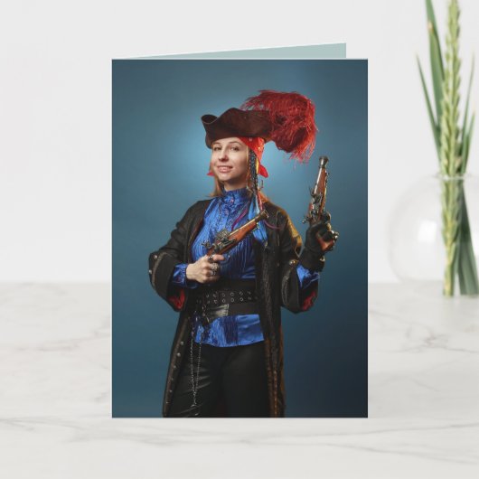 PIRATE FILLE CARTE D'ANNIVERSAIRE (Devant)