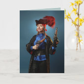 PIRATE FILLE CARTE D'ANNIVERSAIRE (Fleur jaune)