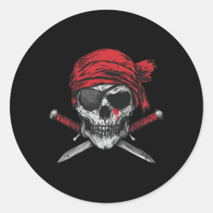 Pirate Flag Schedel en Kruisbeenderen Skelet Graph Ronde Sticker