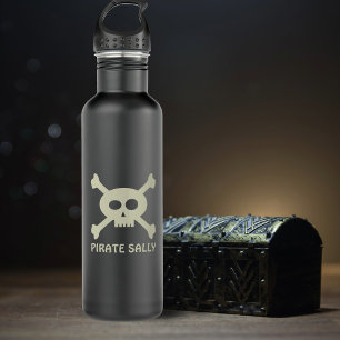 Pirate Flag Skull & Crossbones Zwart Water Fles