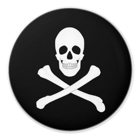 Pirate Flag (Skull en Crossbones) (Jolly Roger) Keramische Knop (Voorkant)