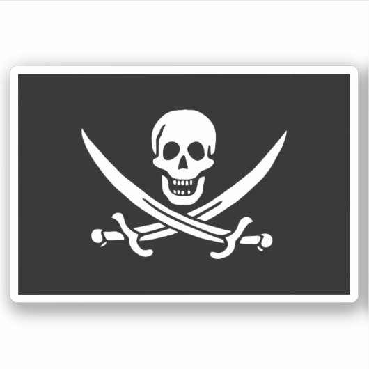 Pirate Flag Skull en Crossed Swords Jolly Roger Sticker (Voorkant)