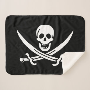 Pirate Flag Skull gekruist zwaarden Sherpa Deken